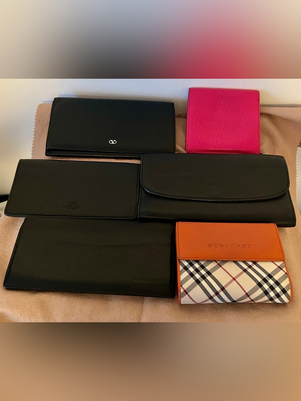 Mixed Designer Wallet Bundle.  YSL, Valentino, Burberry, Coach. EUC